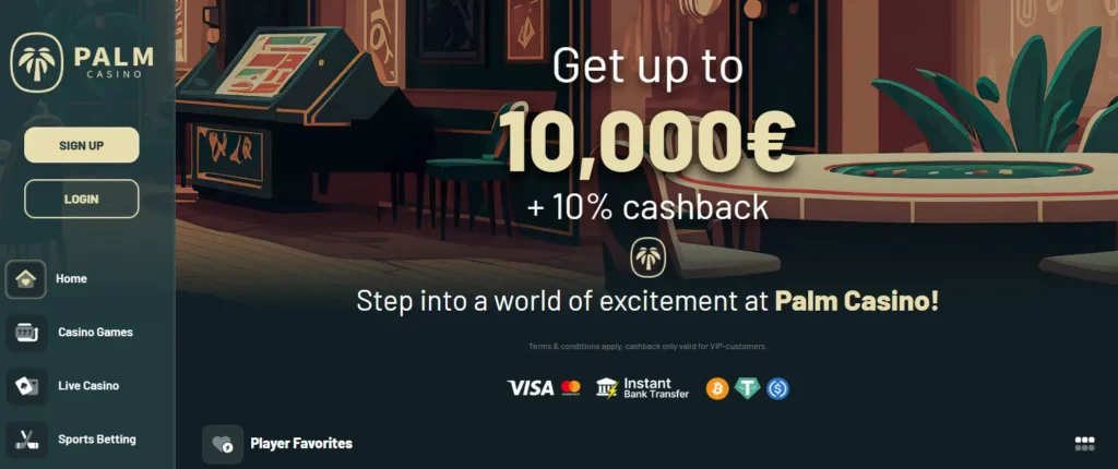 Palm Casino main page