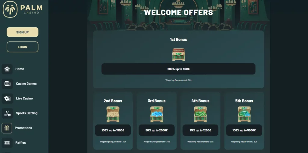 Palm Casino welcome bonuses