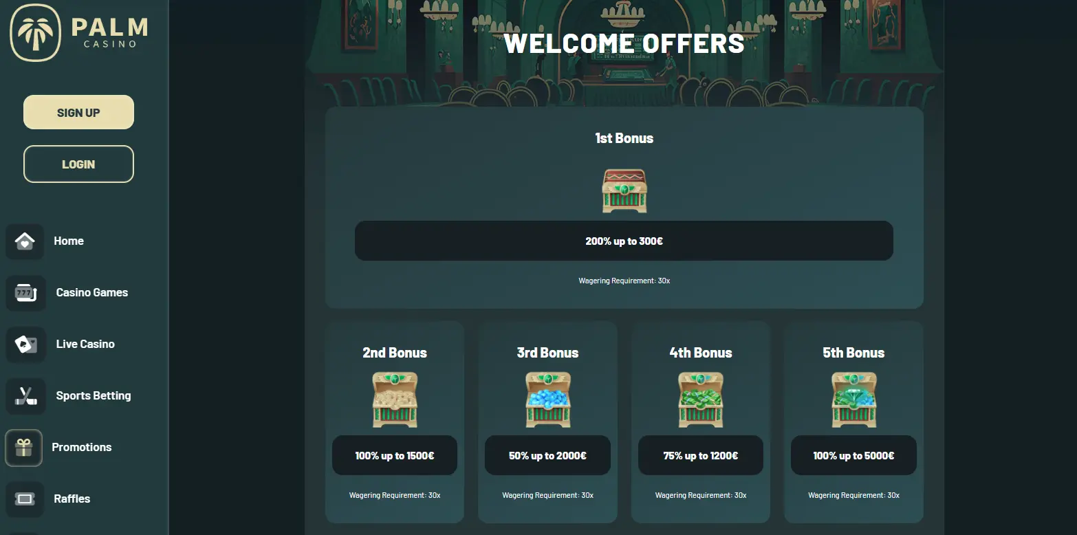 Palm Casino welcome bonuses